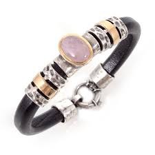 PULSERA PLATA Y ORO BERILO ROSA