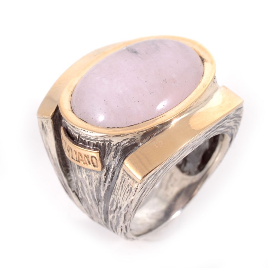 SORTIJA PLATA Y ORO BERILO ROSA